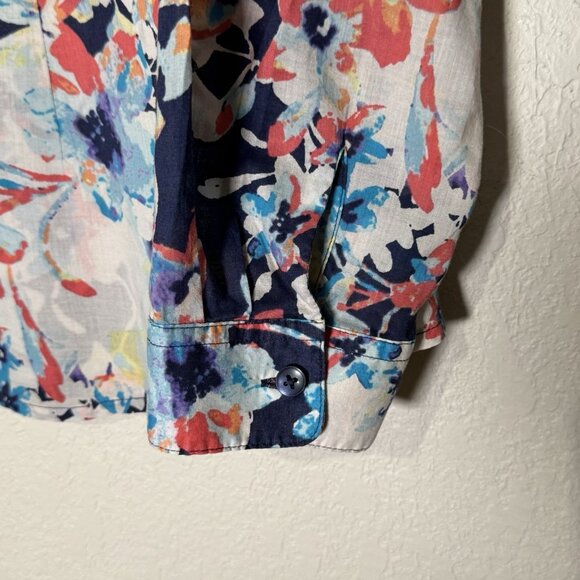 Coldwater Creek No Iron Top Womens Navy Beautiful Floral XL16 - Picture 5 of 14